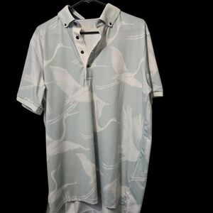 Greyson Sky Blue Crane Pattern Polo